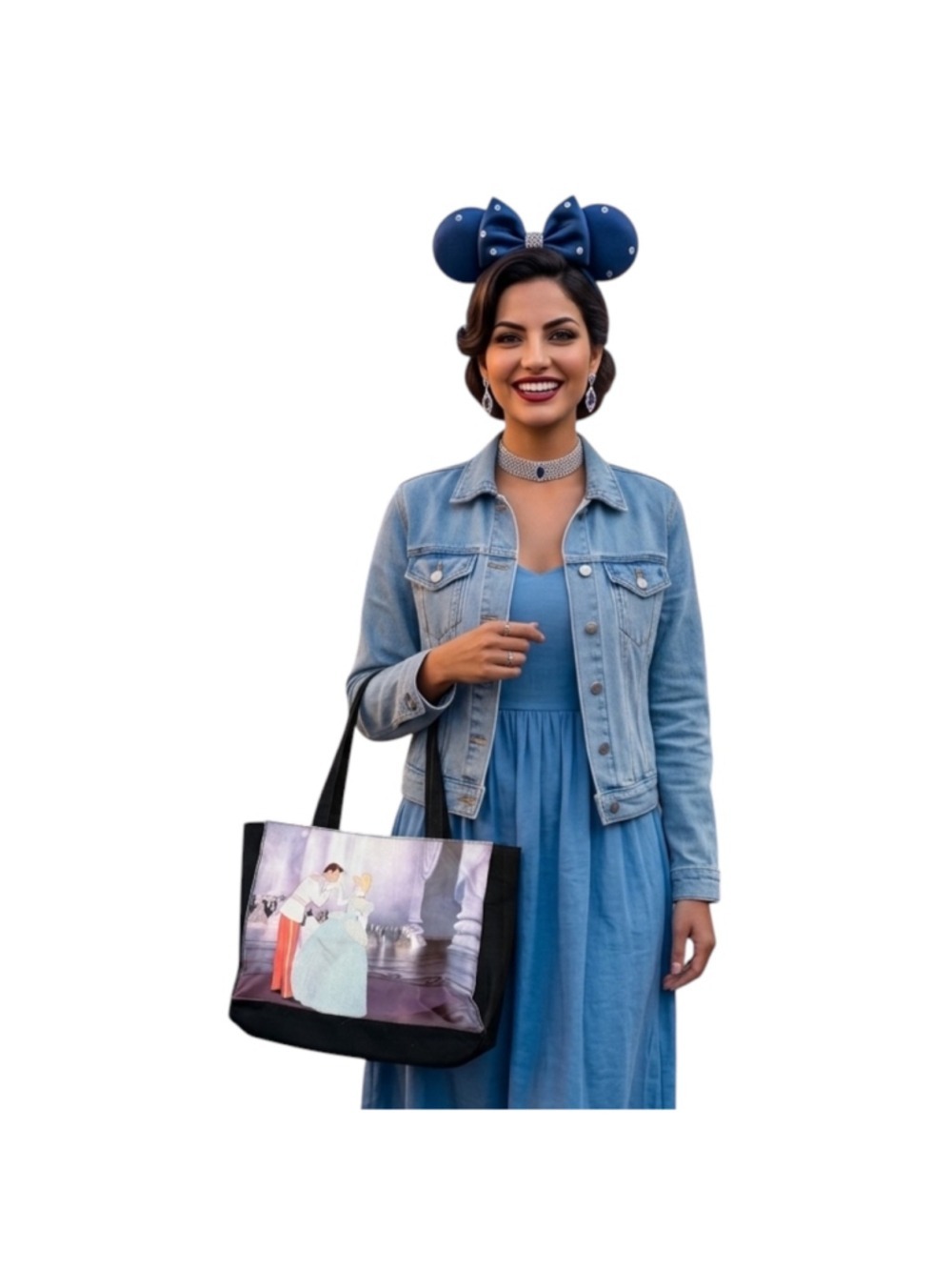 Disney Cinderella Prince Charming Tote Bag Large Zip Top Shoulder Bag